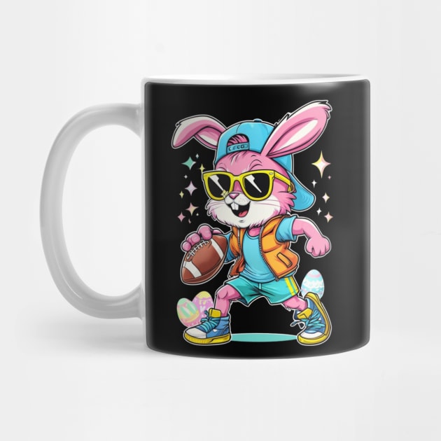 Easter Sport Happy Easter Bunny Playing American Football Kids Boys by Creatifly Graphic Tees